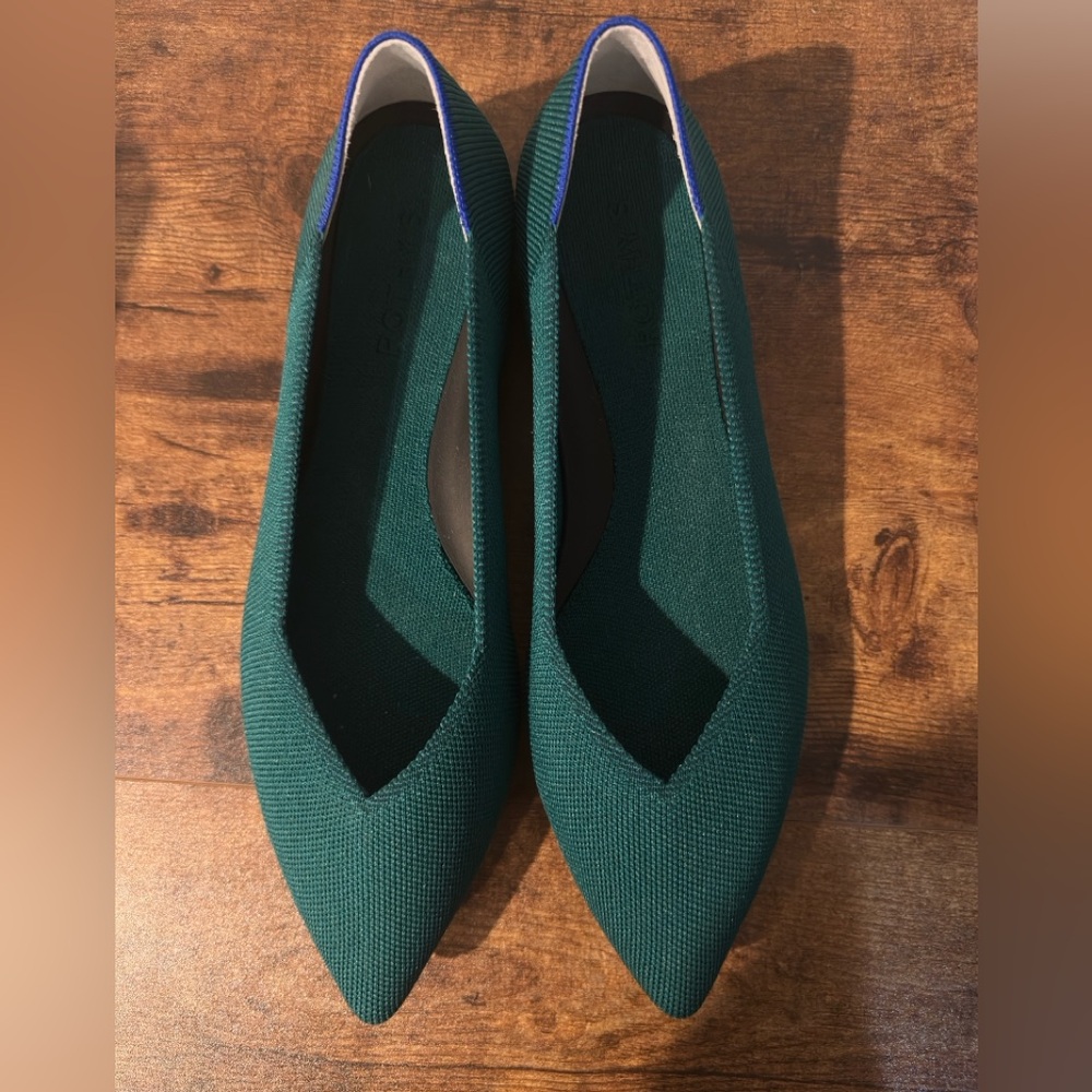 Rothy's New with Box Dark Emerald The POINT II Flats Size 10.5